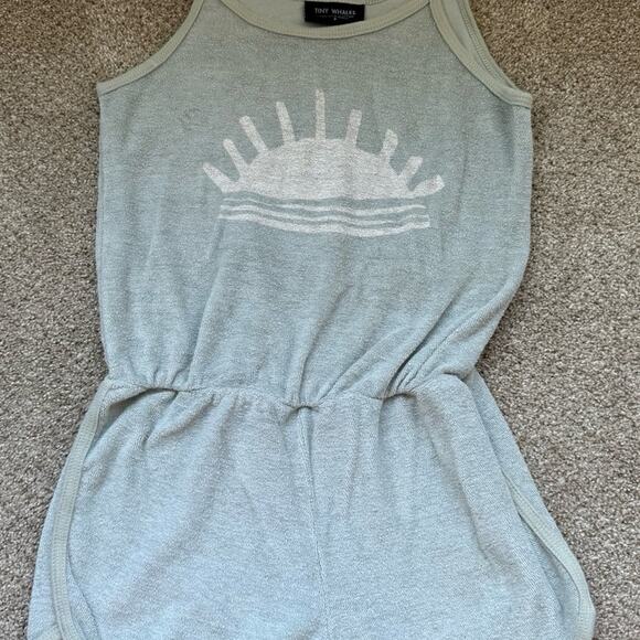 Tiny Whales Girls Sunshine Logo Retro Romper Sz 7 - Picture 1 of 4